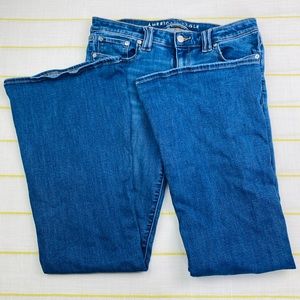 AE Ne(x)t Level Low-Rise Flare Jean with buttoned pockets in color blue haven